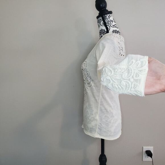 Maurices premium small womens cream colored long sleeve blouse - Picture 4 of 11